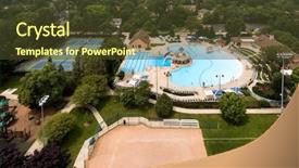  Presentation with baseball diamond - Presentation theme having aerial view of a community background and a tawny brown colored foreground