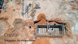  Presentation with construction site construction - Slide deck having aerial-view-of-a-construction background and a  colored foreground