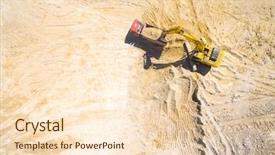  Presentation with heavy industry - Presentation theme having aerial view of a excavator background and a lemonade colored foreground