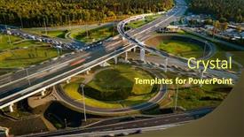  Presentation with intersection - PPT theme having aerial-view-of-a-freeway background and a tawny brown colored foreground
