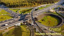  Presentation with intersection - Audience pleasing slide set consisting of aerial-view-of-a-freeway backdrop and a tawny brown colored foreground