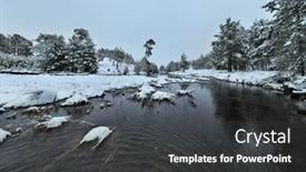 Presentation with river flowing - PPT layouts with aerial-view-of-a-frozen background and a dark gray colored foreground