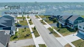  Presentation with housing community - Slides enhanced with aerial-view-of-a-housing background and a light blue colored foreground
