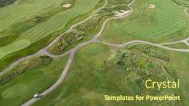 Presentation with golf course - PPT layouts having aerial-view-of-a-links background and a tawny brown colored foreground
