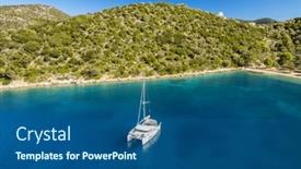  Presentation with luxury yacht - PPT layouts with aerial-view-of-a-moored background and a ocean colored foreground