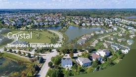  Presentation with play area - PPT theme enhanced with aerial-view-of-a-neighborhood background and a violet colored foreground