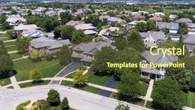  Presentation with neighborhood - PPT layouts featuring aerial view of a neighborhood background and a tawny brown colored foreground