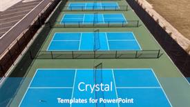  Presentation with pickleball - Presentation design with aerial-view-of-a-new background and a teal colored foreground