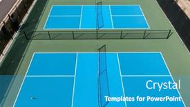  Presentation with pickleball - Slide deck featuring aerial-view-of-a-new background and a teal colored foreground