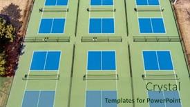  Presentation with pickleball - Slide set consisting of aerial-view-of-a-pickleball background and a mint green colored foreground