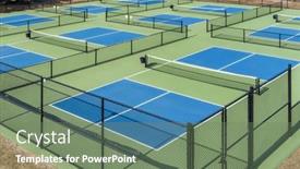  Presentation with pickleball - PPT layouts enhanced with aerial-view-of-a-pickleball background and a ocean colored foreground