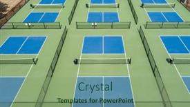 Presentation with pickleball - Presentation consisting of aerial-view-of-a-pickleball background and a seafoam green colored foreground