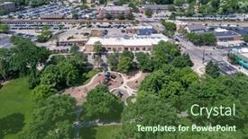  Presentation with commuter - PPT theme featuring aerial-view-of-a-playground background and a  colored foreground