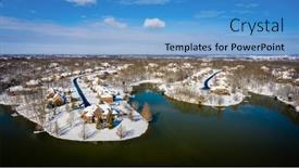  Presentation with kentucky - Presentation design having aerial-view-of-a-residential background and a teal colored foreground