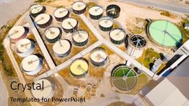  Presentation with waste treatment - Amazing PPT theme having aerial view of a sewage backdrop and a coral colored foreground