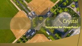  Presentation with softball sports - PPT theme having aerial-view-of-a-suburban background and a tawny brown colored foreground