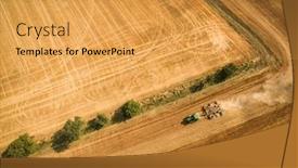  Presentation with tractor - Audience pleasing PPT theme consisting of aerial-view-of-a-tractor backdrop and a yellow colored foreground