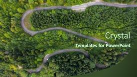  Presentation with forest road green - Beautiful PPT layouts featuring aerial-view-of-a-winding backdrop and a tawny brown colored foreground