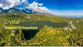  Presentation with mountain lake - PPT theme enhanced with aerial-view-of-a-wonderful background and a tawny brown colored foreground