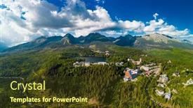  Presentation with mountain lake - Theme consisting of aerial-view-of-a-wonderful background and a tawny brown colored foreground