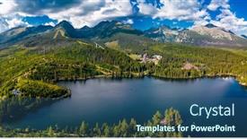  Presentation with mountain lake - PPT theme having aerial-view-of-a-wonderful background and a ocean colored foreground