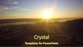  Presentation with city of chicago aerial view - Slide set enhanced with aerial view of agricultural fields background and a  colored foreground