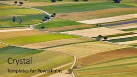  Presentation with agriculture field - Presentation featuring aerial view of agricultural fields background and a yellow colored foreground