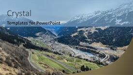  Presentation with alps - Presentation design consisting of aerial-view-of-airolo-village background and a light blue colored foreground