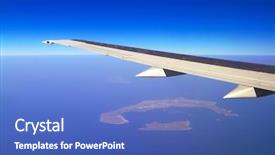  Presentation with volcanic eruption sopka klyuchevskoy volcano - PPT theme consisting of aerial view of airplane wing background and a teal colored foreground