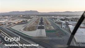  Presentation with airport runway - Theme featuring aerial view of airport runway background and a dark gray colored foreground