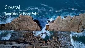  Presentation with amazing - Beautiful PPT theme featuring aerial-view-of-amazing-rock backdrop and a ocean colored foreground