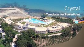  Presentation with zakynthos - Amazing PPT theme having keris - aerial view of an hotel backdrop and a teal colored foreground