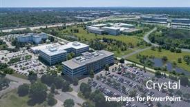  Presentation with city chicago - Slides having aerial-view-of-an-office background and a gray colored foreground