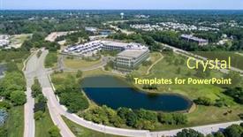  Presentation with parking lot - Presentation design with aerial-view-of-an-suburban background and a tawny brown colored foreground