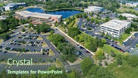  Presentation with parking lot - Slide set having aerial-view-of-an-suburban background and a tawny brown colored foreground