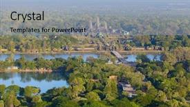  Presentation with temple - Cool new presentation design with aerial view of angkor wat backdrop and a light blue colored foreground