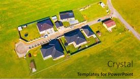  Presentation with beautiful houses - PPT layouts enhanced with aerial-view-of-area background and a gold colored foreground