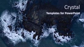  Presentation with ocean waves - PPT layouts having aerial-view-of-atlantic-ocean background and a navy blue colored foreground