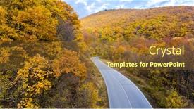  Presentation with yellow green - PPT layouts having aerial-view-of-autumn-forest background and a tawny brown colored foreground