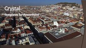  Presentation with city of chicago aerial view - Beautiful theme featuring aerial view of baixa chiado backdrop and a gray colored foreground