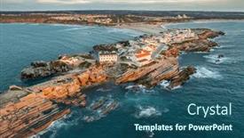  Presentation with destination - Theme featuring aerial-view-of-baleal-peninsula background and a ocean colored foreground