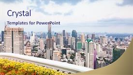  Presentation with bangkok - Presentation design with aerial view of bangkok city background and a sky blue colored foreground
