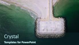  Presentation with calm sea - Amazing presentation theme having aerial view of beautiful calm sea and breakwater backdrop and a wine colored foreground