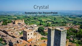  Presentation with medieval - Cool new presentation with rooftop farming - aerial view of beautiful medieval backdrop and a light blue colored foreground