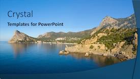  Presentation with mountain view - Slide deck featuring aerial-view-of-beautiful-mountain background and a light blue colored foreground