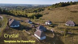  Presentation with view of village in cordillera - Slide set with aerial-view-of-beautiful-slavic background and a tawny brown colored foreground