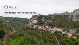  Presentation with virgin mary - Presentation design featuring aerial-view-of-beautiful-village background and a sky blue colored foreground