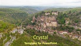  Presentation with virgin mary - Slide deck consisting of aerial-view-of-beautiful-village background and a tawny brown colored foreground