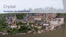  Presentation with virgin mary - Slide deck enhanced with aerial-view-of-beautiful-village background and a sky blue colored foreground