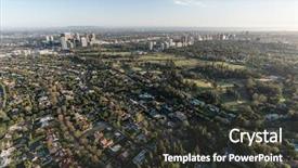  Presentation with city of los angeles ca - Cool new PPT theme with aerial view of beverly hills backdrop and a dark gray colored foreground